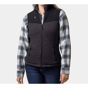 NEW ORORO augusta heated sweater fleece vest in dark heather gray